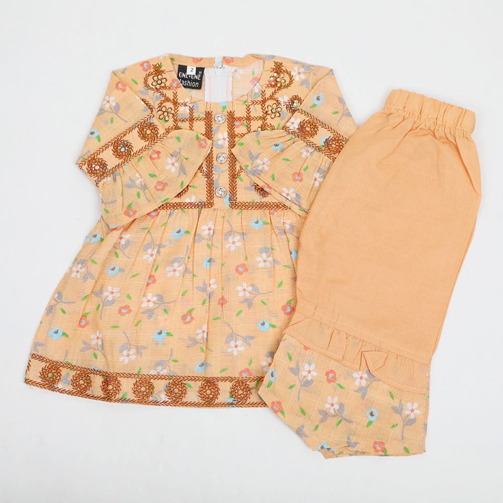 Newborn Girls Suit - Peach, Newborn Girls Shalwar Suits, Chase Value, Chase Value