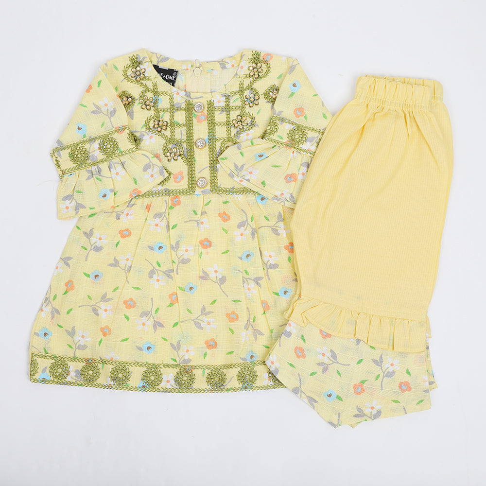 Newborn Girls Suit - Lemon, Newborn Girls Shalwar Suits, Chase Value, Chase Value