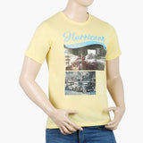 Men's Half Sleeves Round Neck Printed T-Shirt - Yellow, Men's T-Shirts & Polos, Chase Value, Chase Value