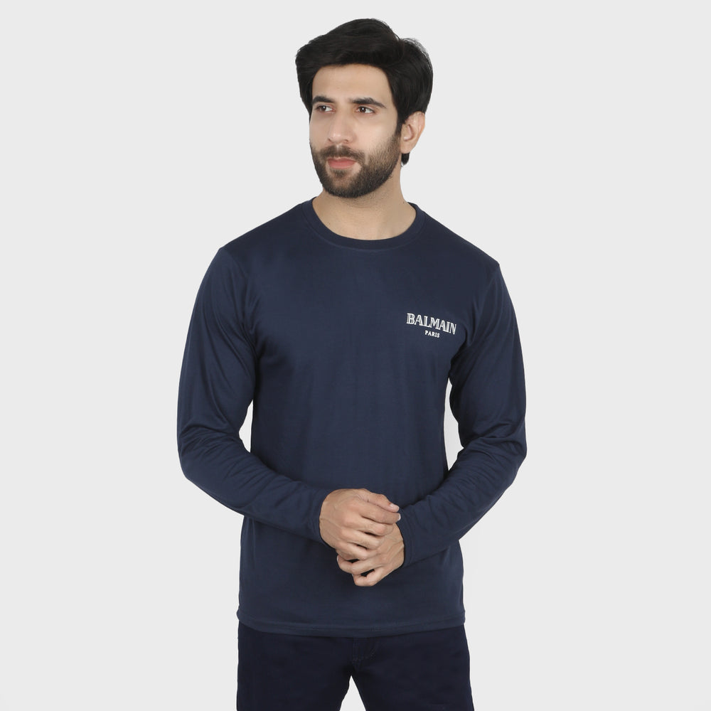 Men's Full Sleeves Printed T-Shirt - Navy Blue, Men's T-Shirts & Polos, Chase Value, Chase Value