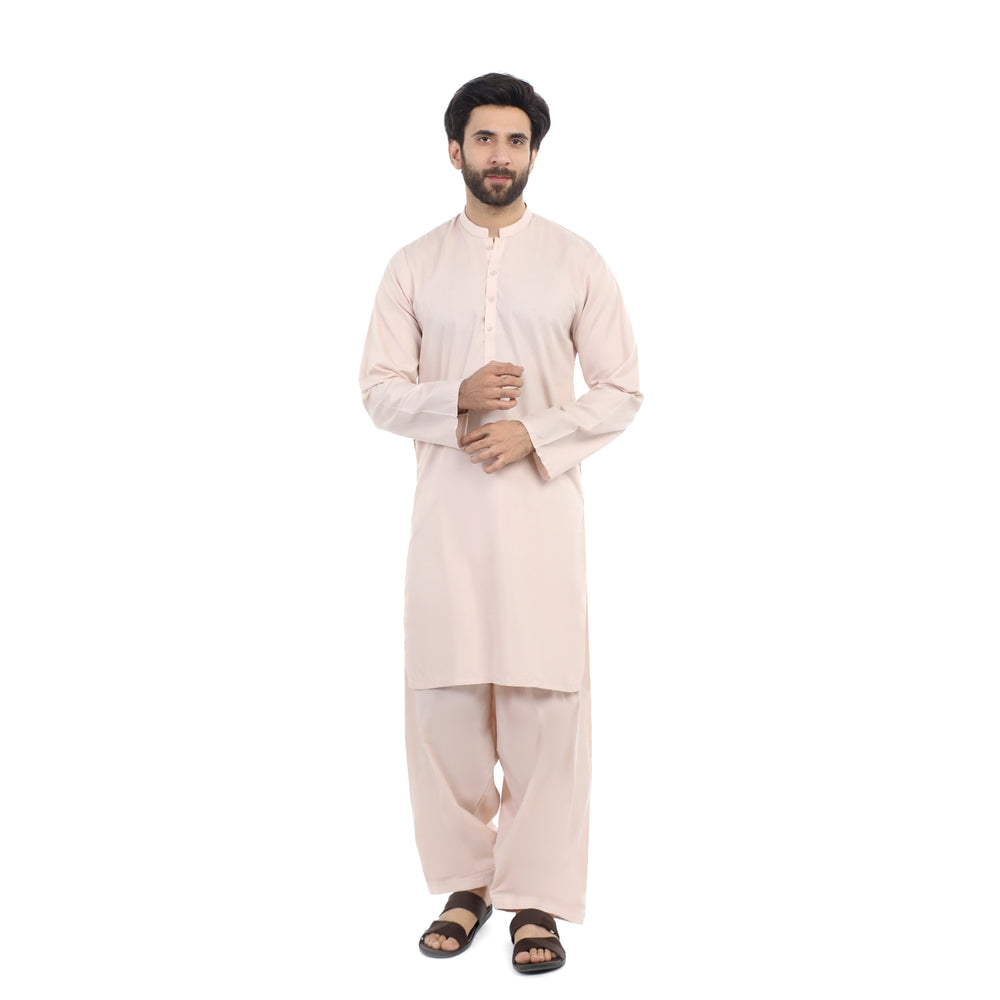 Men's Slim Fit Kurta Shalwar Suit - Almond, Men's Shalwar Kameez, Chase Value, Chase Value
