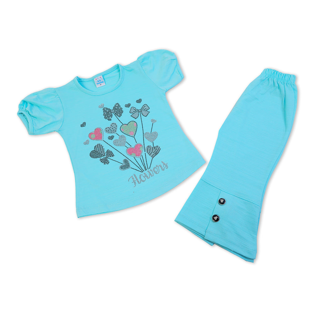 Girls Tight Half Sleeves Suit - Sky Blue, Girls Suits, Chase Value, Chase Value