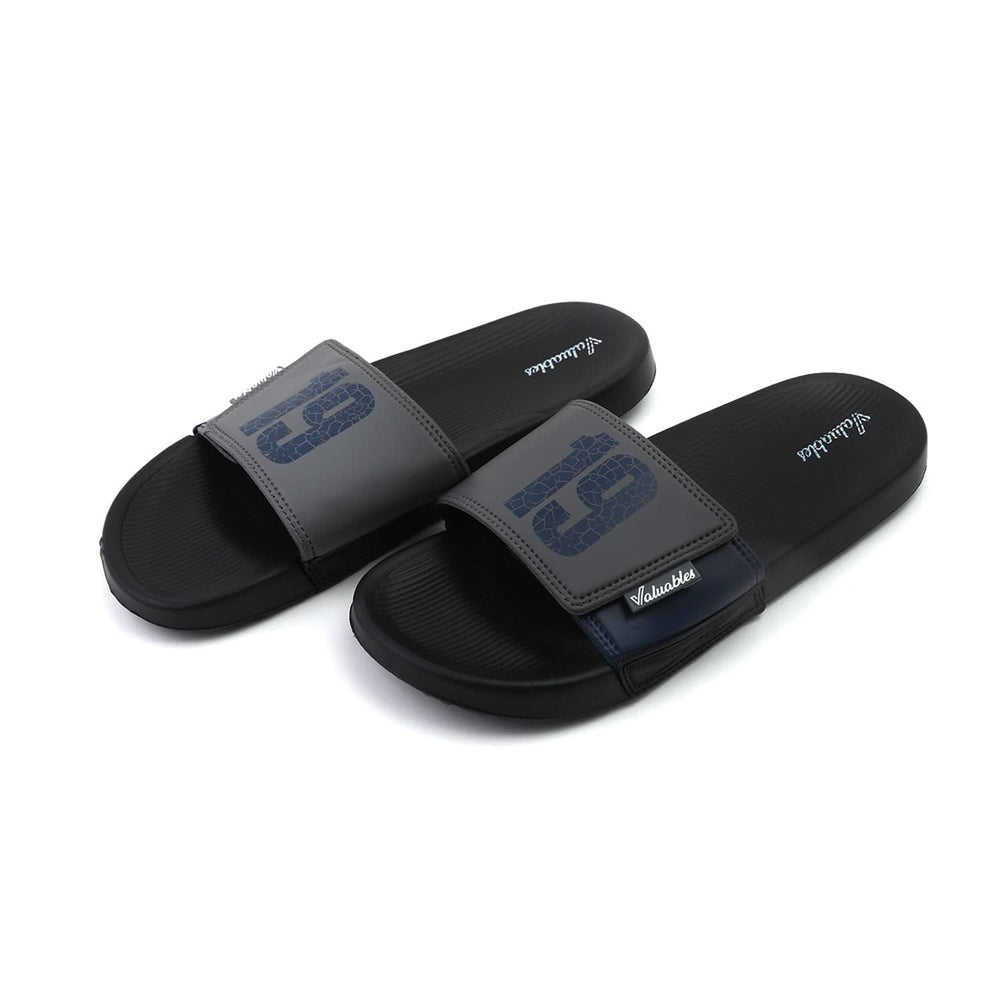 Valuable Open-toe Men's Slider - Black & Gray, Men's Slippers, Chase Value, Chase Value