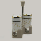 Salt & Pepper Glass With Stand - White, Spice Boxes, Chase Value, Chase Value