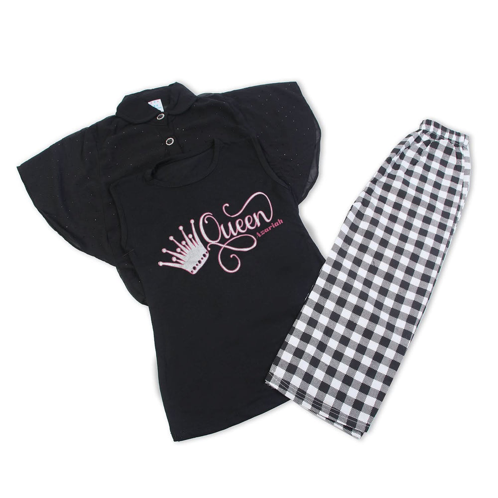 Girls Tight Half Sleeves Suit - Black, Girls Suits, Chase Value, Chase Value