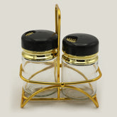 Salt & Pepper Glass With Stand - Black, Spice Boxes, Chase Value, Chase Value