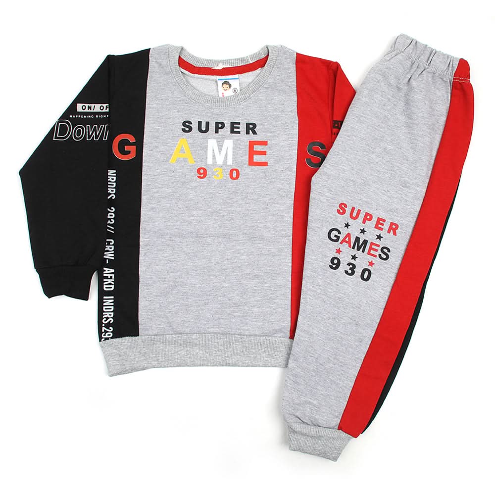 Boys Full Sleeves 2Pcs Suits - Grey, Boys Sets & Suits, Chase Value, Chase Value
