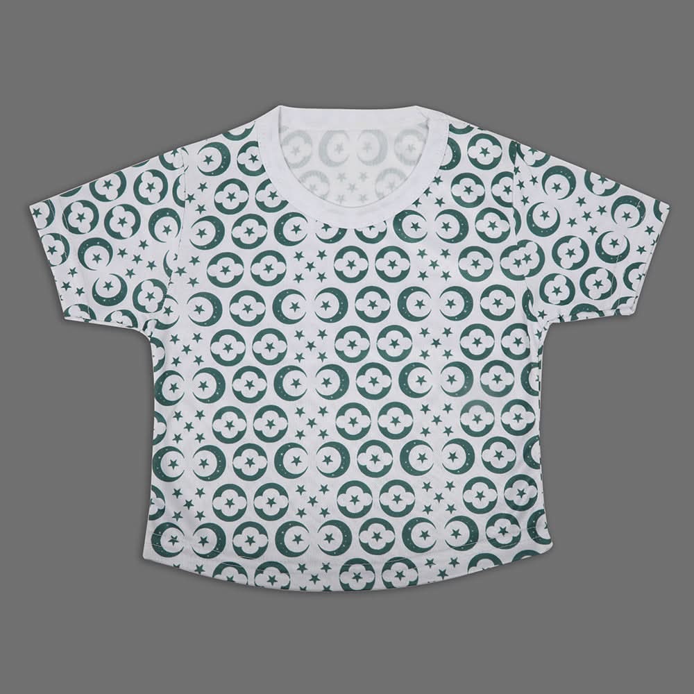 Valuables Newborn Girls Independence Day T-Shirt - White & Green, Newborn Girls T-Shirts, Chase Value, Chase Value