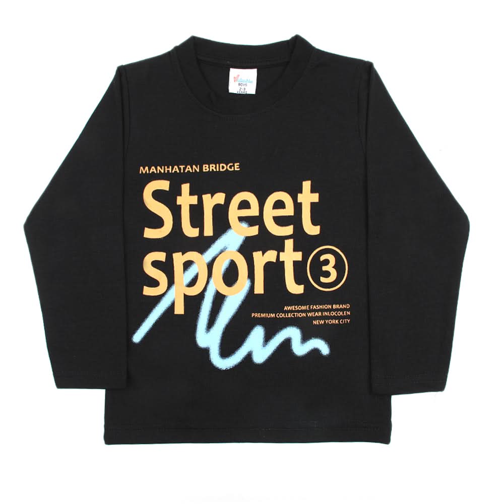 Boys Full Sleeves T-Shirt - Black, Boys T-Shirts, Chase Value, Chase Value