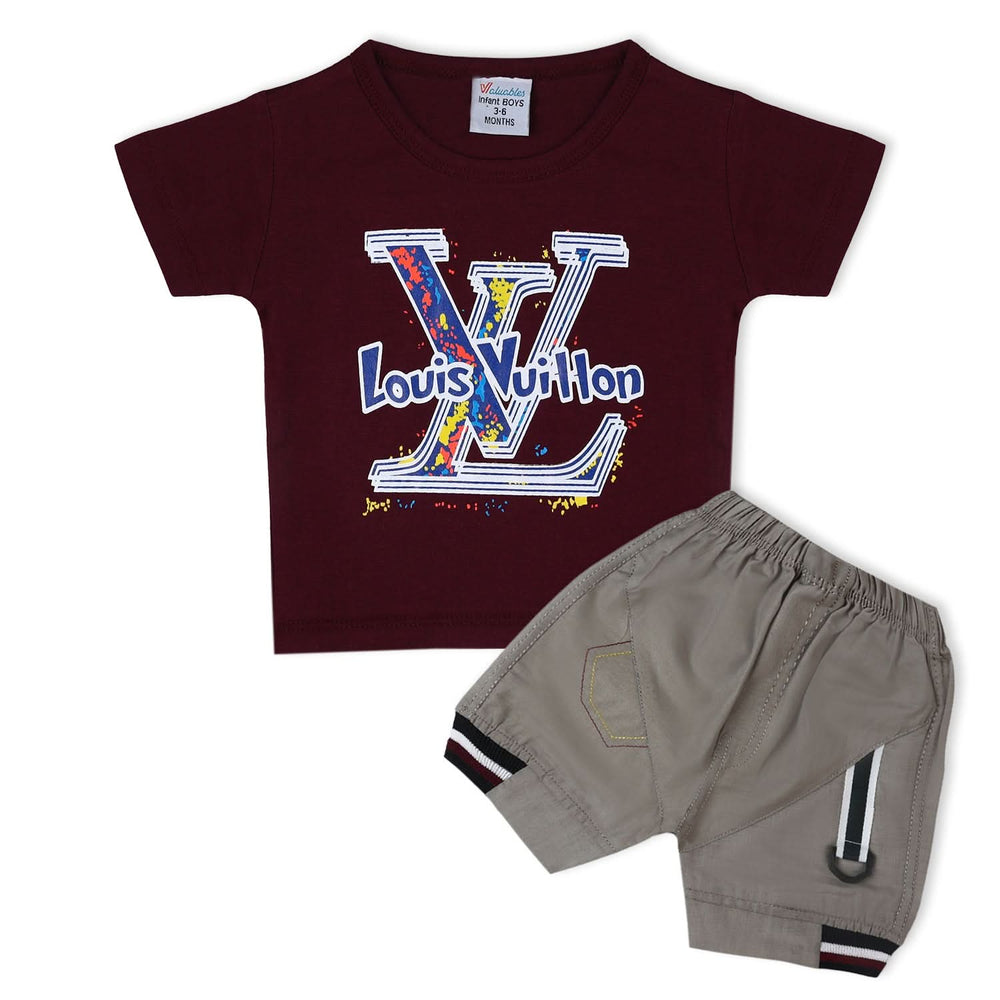 Valuable Newborn Boys Half Sleeves Suit - Maroon, Newborn Boys Sets & Suits, Chase Value, Chase Value