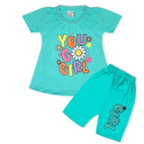Valuable Girls Half Sleeves Suit - Cyan, Girls Suits, Chase Value, Chase Value