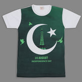 Valuable Girls Independence Day Half Sleeves T-Shirt - Green & White, Girls T-Shirts, Chase Value, Chase Value