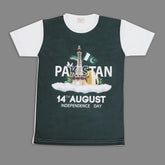 Valuable Girls Independence Day Half Sleeves T-Shirt - Green & White, Girls T-Shirts, Chase Value, Chase Value