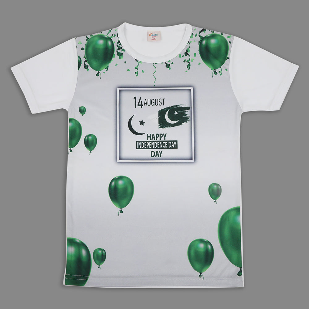 Valuable Girls Independence Day Half Sleeves T-Shirt - Green & White, Girls T-Shirts, Chase Value, Chase Value