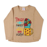 Girls Full Sleeves T-Shirt - Beige, Girls T-Shirts, Chase Value, Chase Value