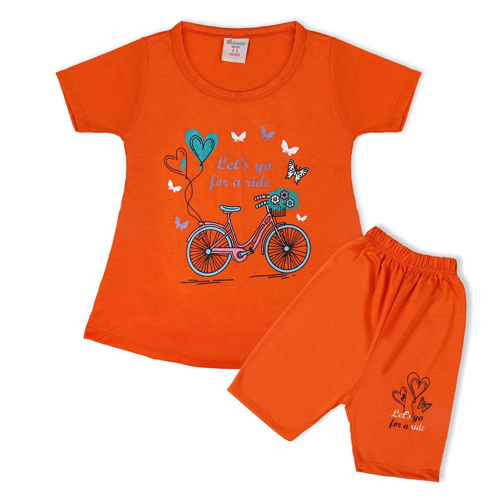 Valuable Girls Half Sleeves Suit - Orange, Girls Suits, Chase Value, Chase Value