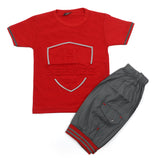 Boys Half Sleeves Short Suit - Red, Boys Sets & Suits, Chase Value, Chase Value