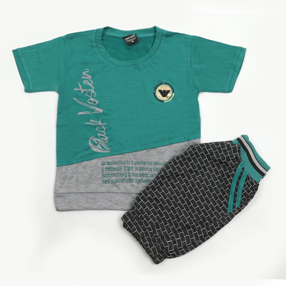 Boys Half Sleeves Short Suit - Steel Blue, Boys Sets & Suits, Chase Value, Chase Value