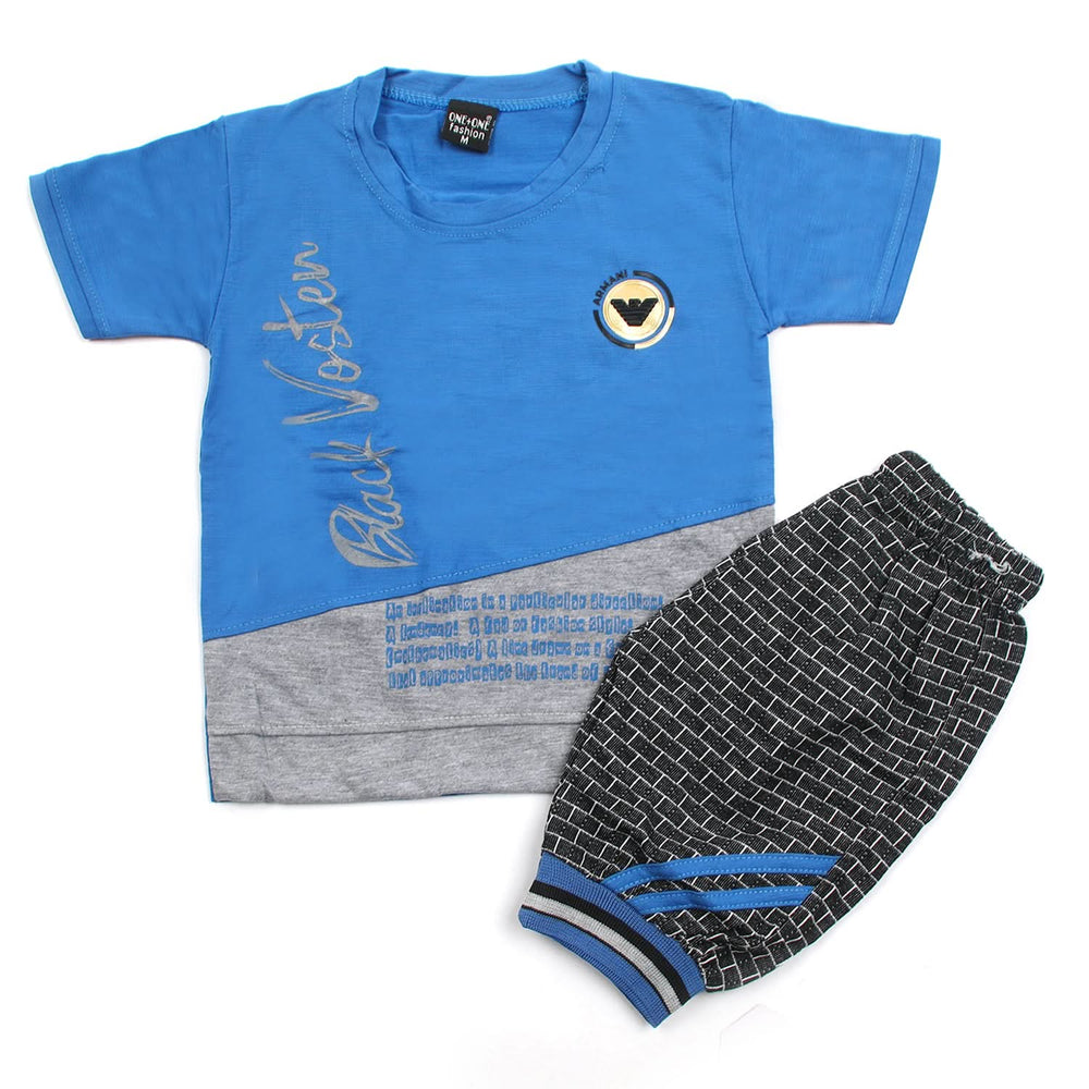 Boys Half Sleeves Short Suit - Blue, Boys Sets & Suits, Chase Value, Chase Value