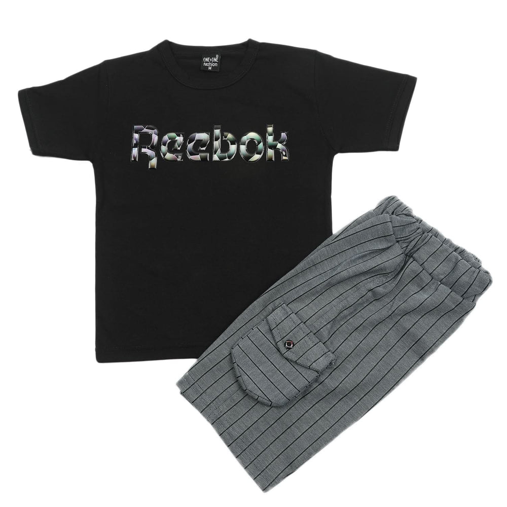 Boys Half Sleeves Short Suit - Black, Boys Sets & Suits, Chase Value, Chase Value