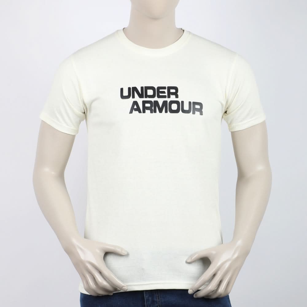 Men's Half Sleeves Printed T-Shirt - Cream, Men's T-Shirts & Polos, Chase Value, Chase Value