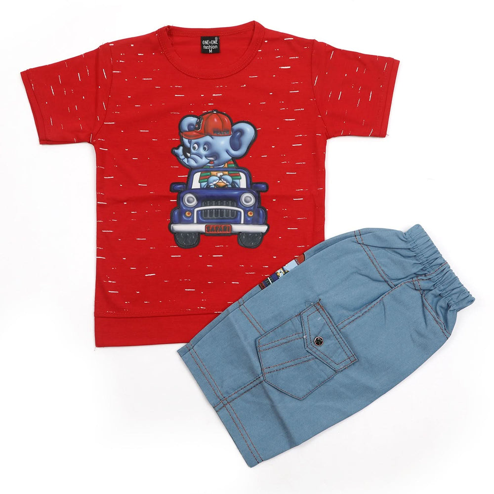 Boys Half Sleeves Short Suit - Red, Boys Sets & Suits, Chase Value, Chase Value