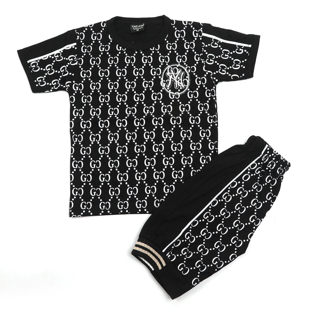 Boys Half Sleeves Short Suit - Black, Boys Sets & Suits, Chase Value, Chase Value