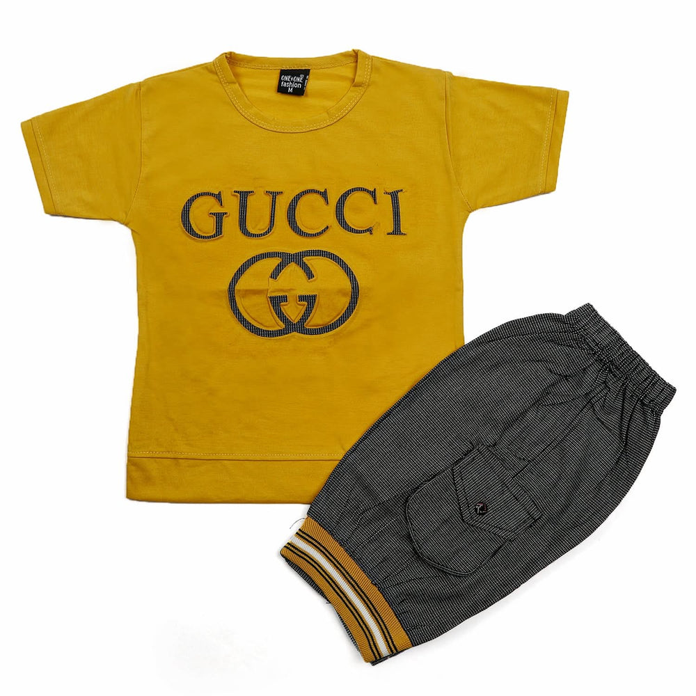 Boys Half Sleeves Short Suit - Mustard, Boys Sets & Suits, Chase Value, Chase Value