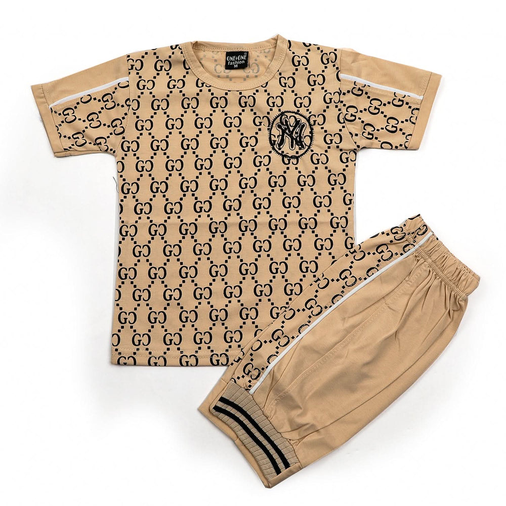 Boys Half Sleeves Short Suit - Beige, Boys Sets & Suits, Chase Value, Chase Value