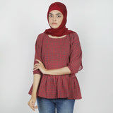Women's Check Frill Top - Red, Women T-Shirts & Tops, Chase Value, Chase Value