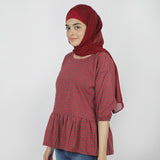 Women's Check Frill Top - Red, Women T-Shirts & Tops, Chase Value, Chase Value