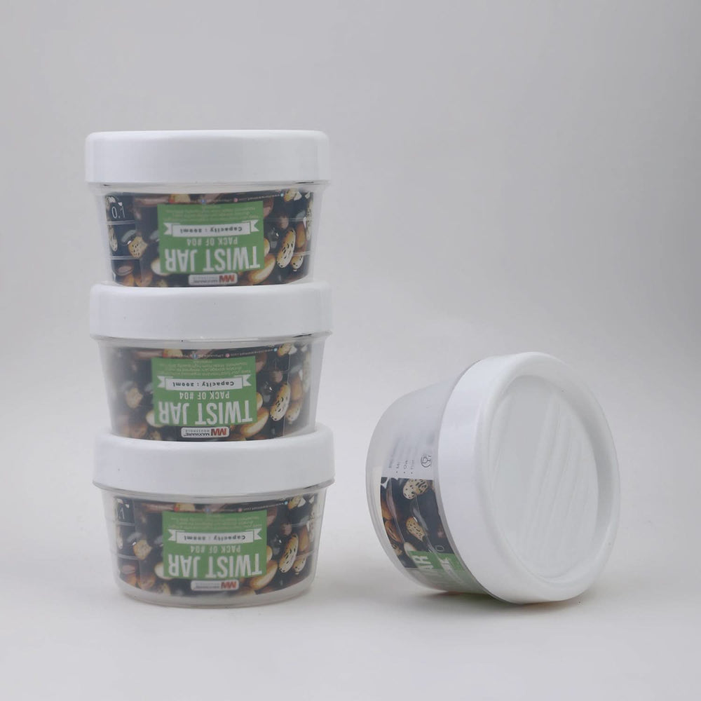 Max Ware Twist Jar Large 200ML Pack Of 4, Storage Boxes, Chase Value, Chase Value