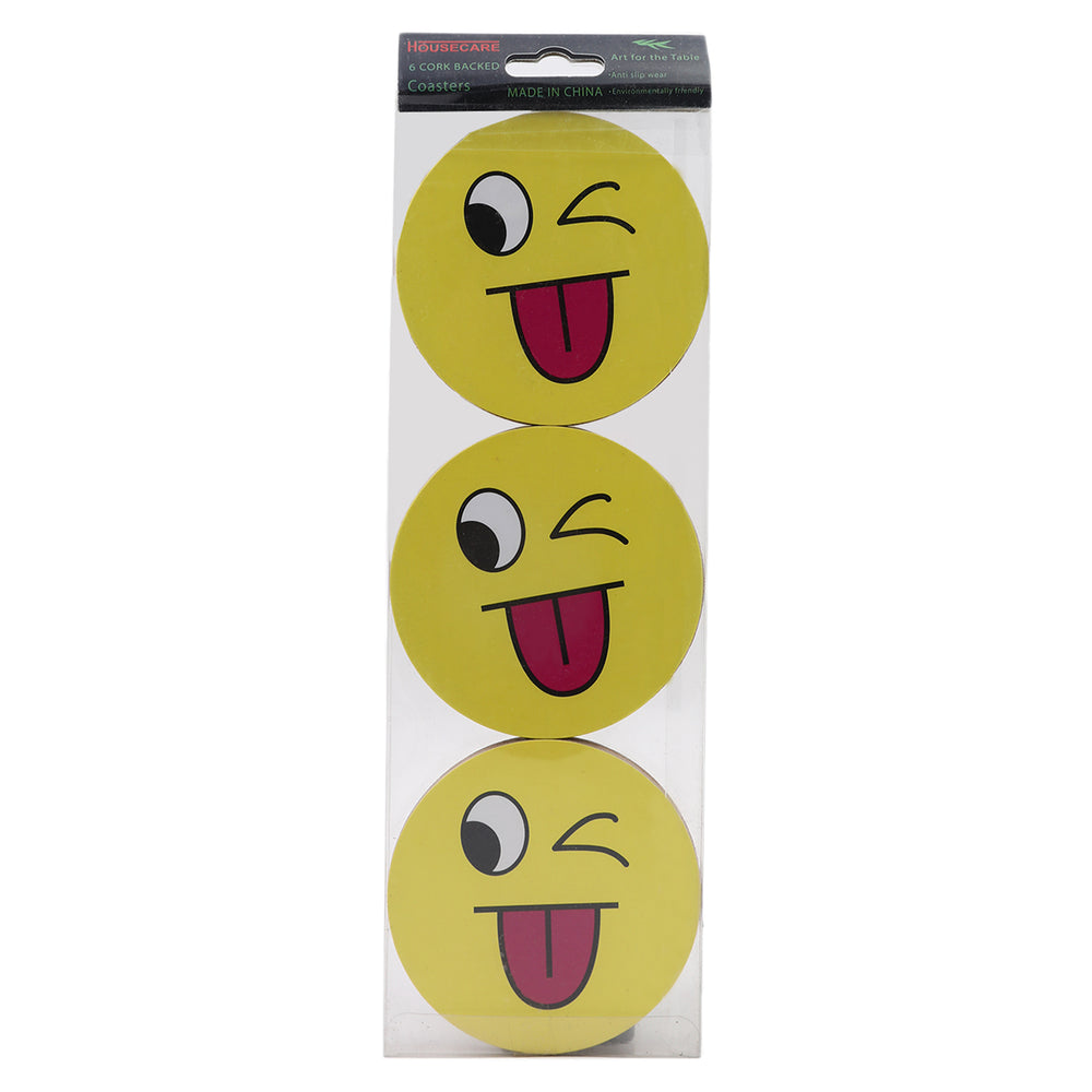 Wooden Emoji Tea Coaster 6Pcs, Thermos & Mug, Chase Value, Chase Value