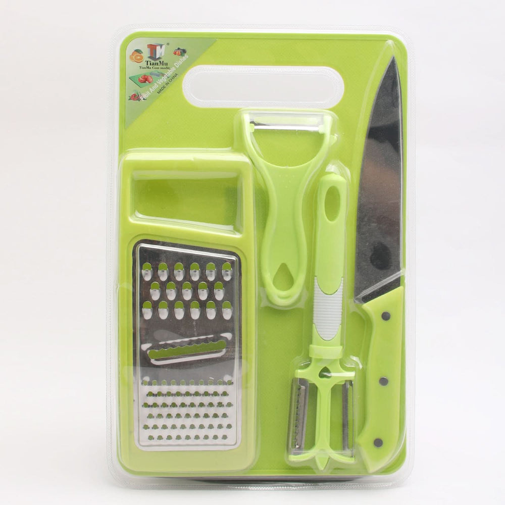Kitchen Cutting Tool Set Pack of 5, Knives & Cutting Board, Chase Value, Chase Value