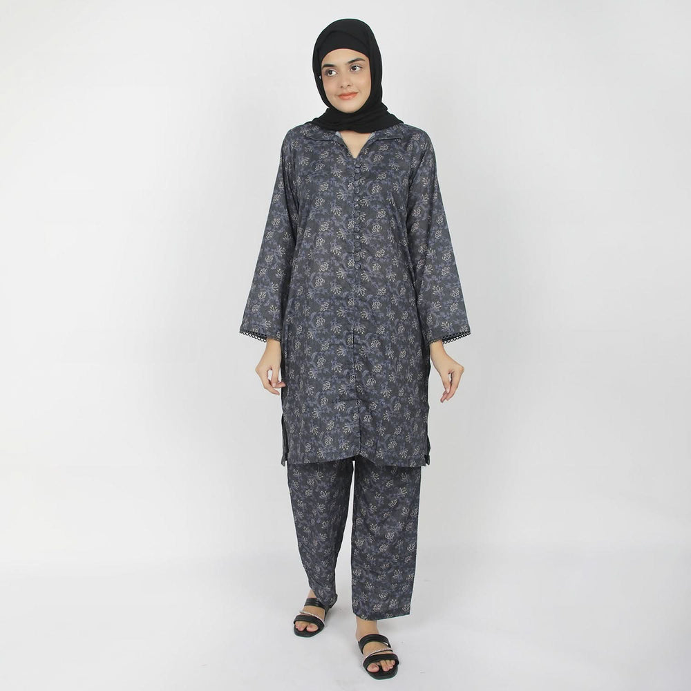 Women's Printed Co-Ord Set - Grey, Women Co-Ord Set, Chase Value, Chase Value