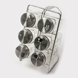 Spice Rack Glass 6Pc With Stand - Silver, Spice Boxes, Chase Value, Chase Value