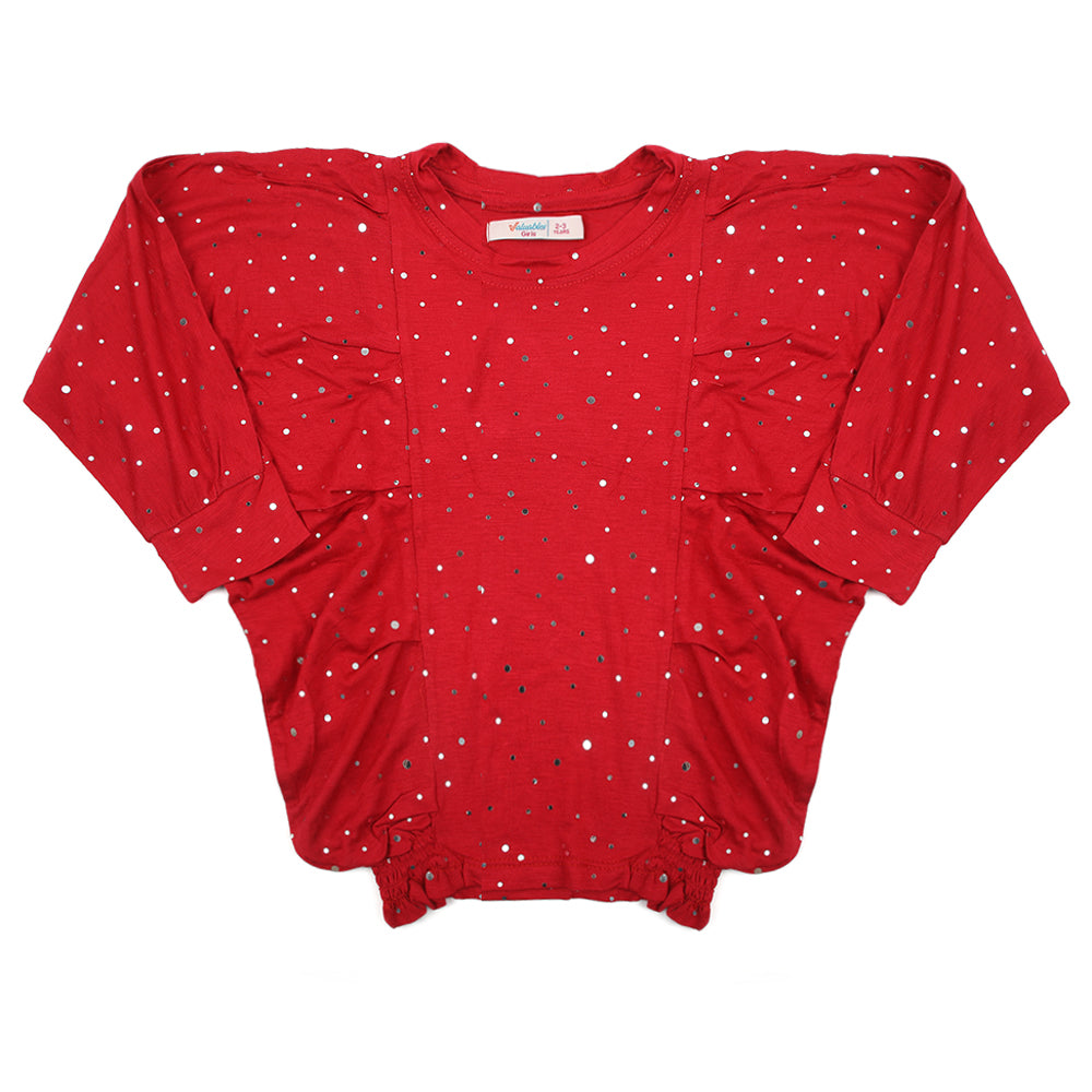 Girls Knitted Top - Red, Girls Tops, Chase Value, Chase Value