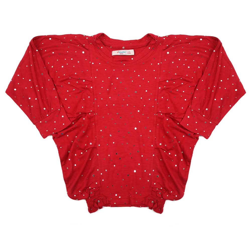 Girls Knitted Top - Red, Girls Tops, Chase Value, Chase Value