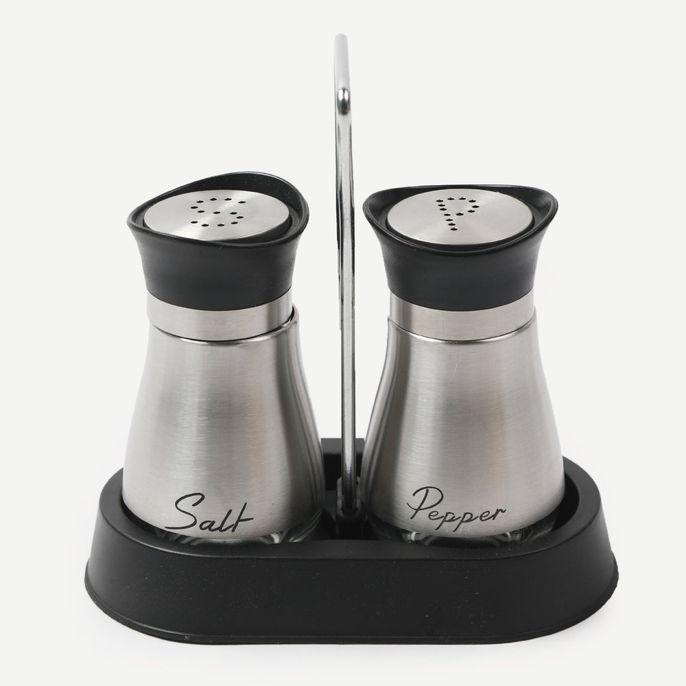Salt & Pepper Steeliness Steel With Stand 2Pcs - Silver, Spice Boxes, Chase Value, Chase Value