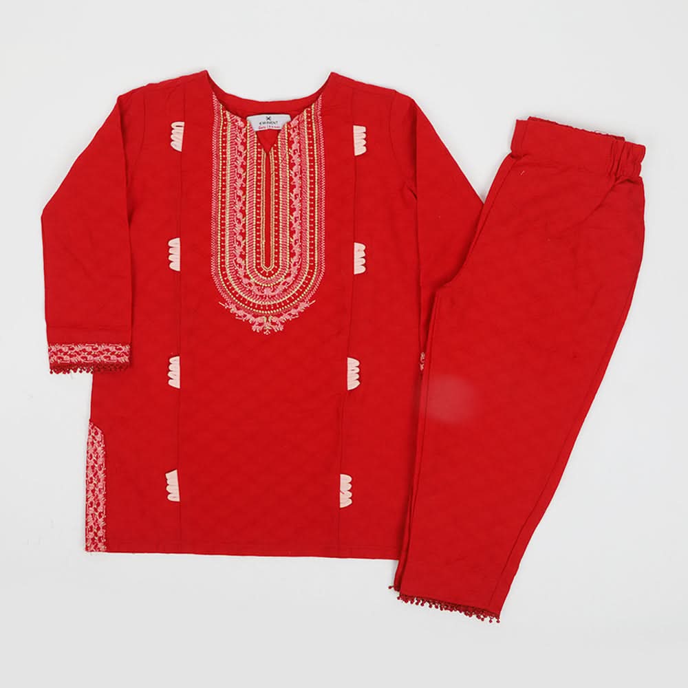 Eminent Girls Embroidered Shalwar Suit - Red, Girls Shalwar Kameez, Eminent, Chase Value
