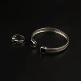 Women's Fancy Kara With Ring - Silver, Women Bangles & Bracelets, Chase Value, Chase Value