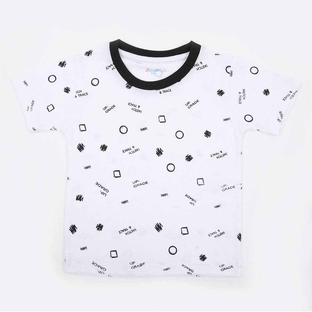 Boys Printed Half Sleeves T-Shirt - White, Boys T-Shirts, Chase Value, Chase Value