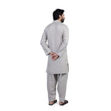 Men's Slim Fit Kurta Shalwar Suit - Grey, Men's Shalwar Kameez, Chase Value, Chase Value