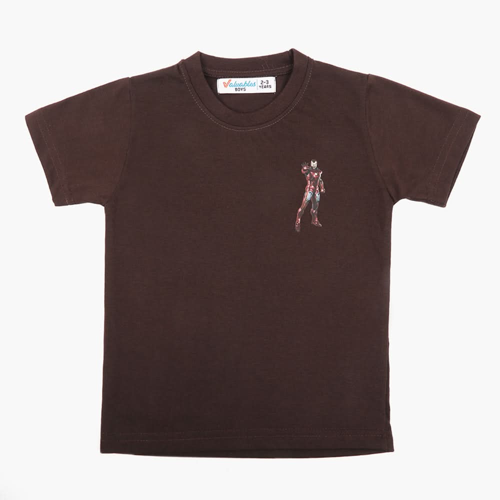 Boys Half Sleeves T-Shirt - Dark Brown, Boys T-Shirts, Chase Value, Chase Value
