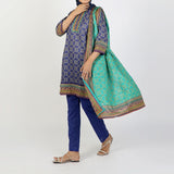 Women's Printed Stitched 3 PCS Suit - Blue, Women Shalwar Suits, Chase Value, Chase Value