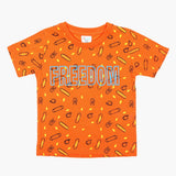 Boys Printed Half Sleeves T-Shirt - Orange, Boys T-Shirts, Chase Value, Chase Value