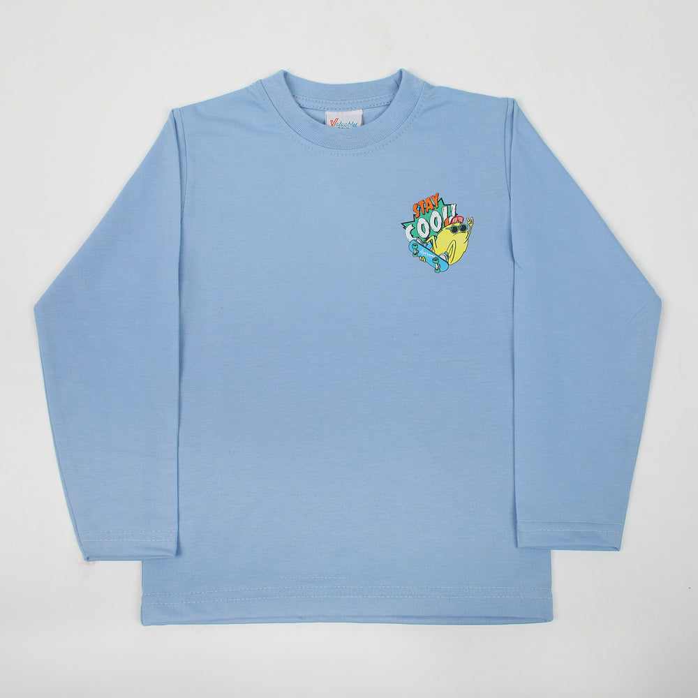 Boys Full Sleeves T-Shirt - Light Blue, Boys T-Shirts, Chase Value, Chase Value