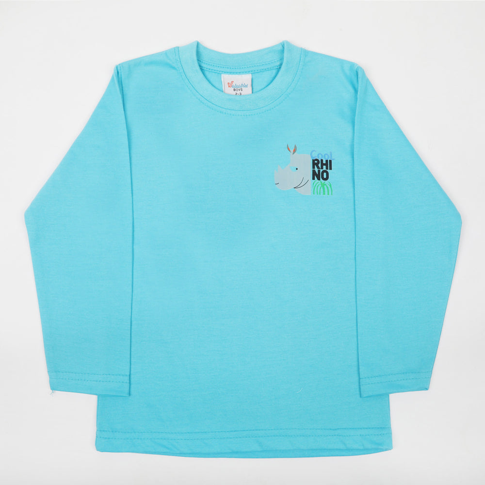 Boys Full Sleeves T-Shirt - Cyan, Boys T-Shirts, Chase Value, Chase Value
