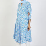 Women's Jalpari Printed Kurti - Blue, Women Ready Kurtis, Chase Value, Chase Value
