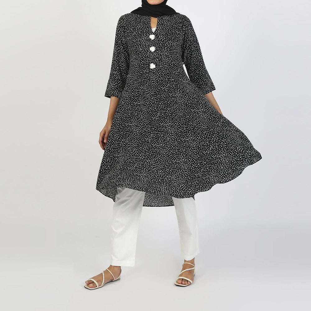 Women's Jalpari Printed Kurti - Black, Women Ready Kurtis, Chase Value, Chase Value